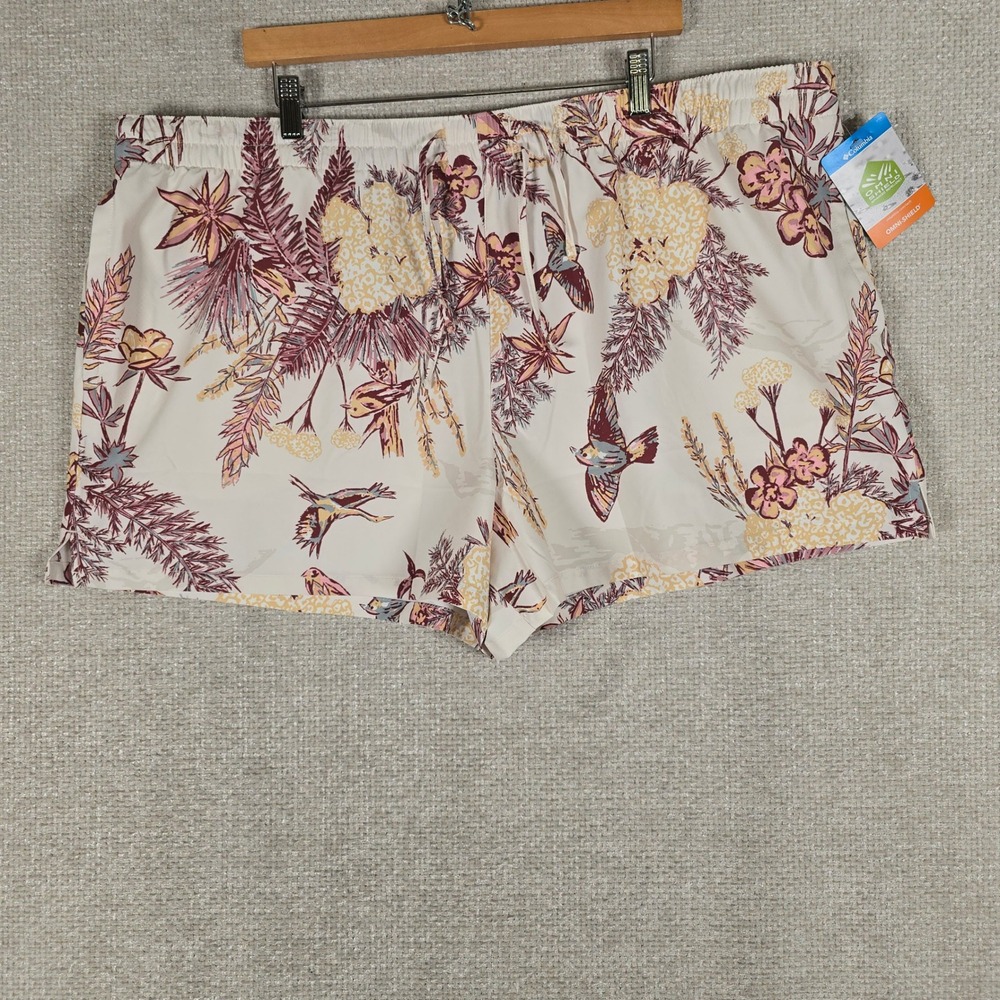 Columbia Bogata Bay Print Short II Womens 2X Floral Bird Omni-Shield AW4917-125